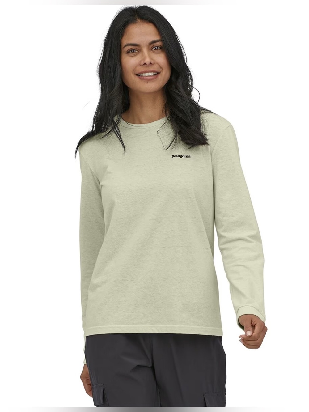 Patagonia Women’s Cream Color Long Sleeve Responsibili-Tee Small S Cotton Blend